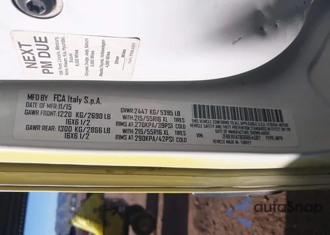 2016 Ram Promaster City from USA, damaged, VIN ZFBERFAT8G6B54587